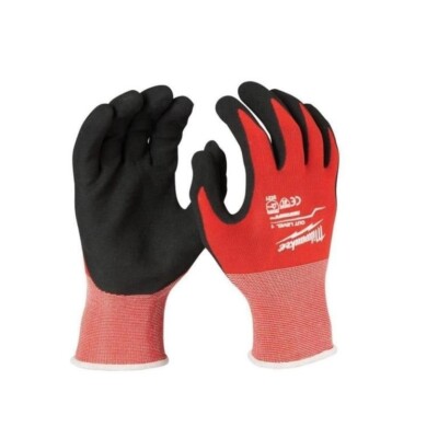 Large Red Nitrile Level 1 Cut Resistant Dipped Work Gloves [1 PAIR]-image