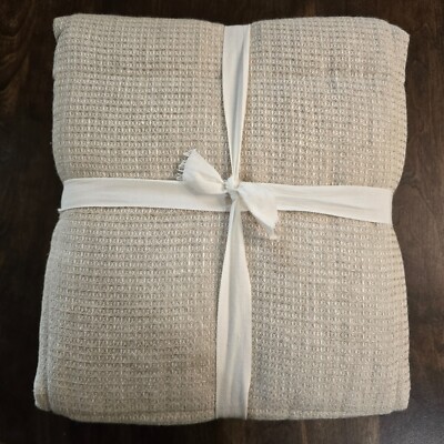 POTTERY BARN BELGIAN FLAX LINEN WAFFLE SHAM SET (3) STANDARD ~ FLAX-image