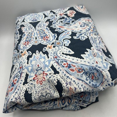 Pottery Barn Dorm PB Full Queen Blue White Luna Paisley Duvet 2 Pillowcases-image