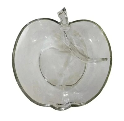 Apple Shaped, Large, Clear Bowl Seprate Compartment For Dip-image