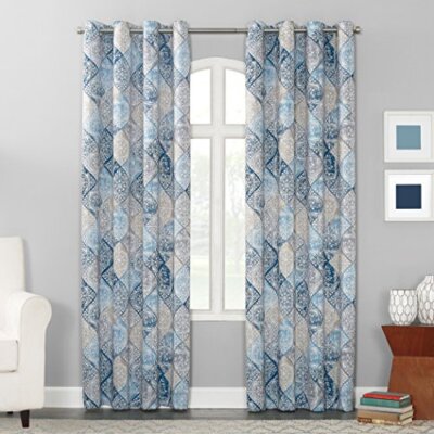 Reardon Global Medallion Print Energy Efficient Grommet Curtain Panel 54