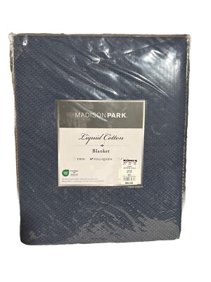 Breathable Soft Egyptian Cotton Blanket Lightweight Cozy Cover Color Blue.-image