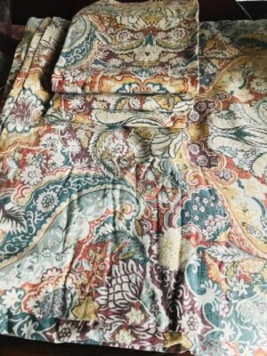 Pottery Barn Celeste Duvet Cover Warm Rust Queen 2 Standard Shams Florals Rare🦩-image