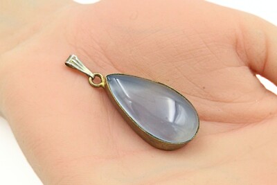 Studio Artisan Blue Glass Tear Drop Brass Pendant-image