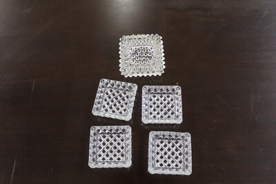 Estate Lot of 5 Large  Antique  Glass Salt Dip Cellars.-image