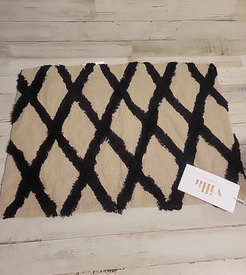 Pottery Barn/Villa Cannon Diamond Textured Lumbar Pillow Cover 14x20” Caro Black-image