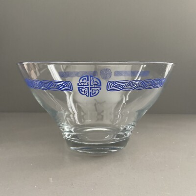 Vtg MCM CHIP AND DIP Anchor Hocking ?  Blue  Large Serving Bowl Design Mint -image