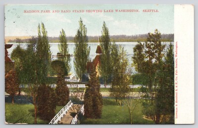 Postcard Madison Park and Band Stand Seattle Washington-image