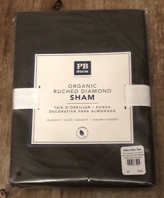 Pottery Barn Teen Organic Ruched Diamond Standard Pillow Sham Army Green NWT-image
