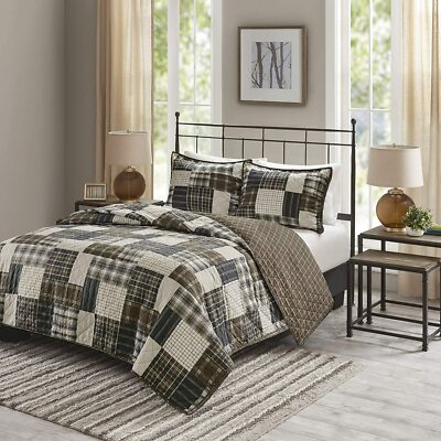 Madison Park TIMBER 3-piece Reversible Coverlet Bedspread, King - NEW-image