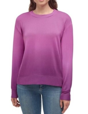 New Splendid Soft L Womens Long Sleeve Top Cozy Sweater Dip Dye Orchid Pink -image