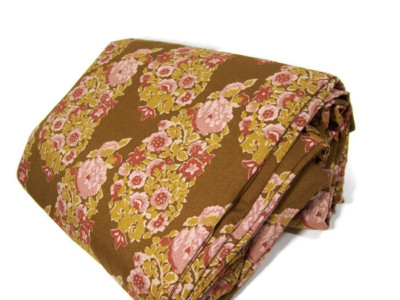 Pottery Barn Brown Blush Cotton Linen Floral Paisley Full Queen Duvet Cover New-image