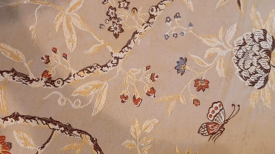 POTTERY BARN FLORAL BUTTERFLY STITCHED RED/BLUE/BROWN/TAUPE FULL /QUEEN DUVET-image