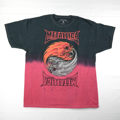 Metallica Pushead Shirt XL Red Black Yin Yang Dip Dye Metal Skull Death Magnetic-image