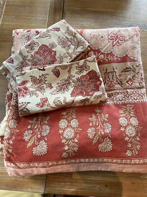 Pottery Barn Tascha Queen Double Full Duvet Shams Rust Floral BOHO-image