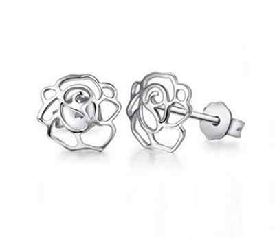 Super Adorable Silver SP Tiny Flower *Rose* Stud Earrings-image