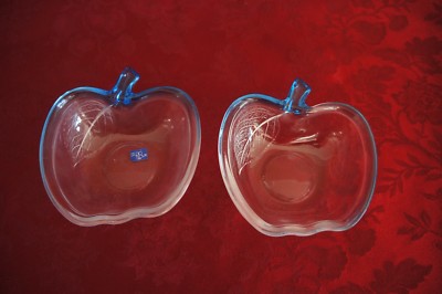STUDIO NOVA JAPAN: SET OF 2 APPLE SHAPED SMALL BLUE GLASS BOWLS-image