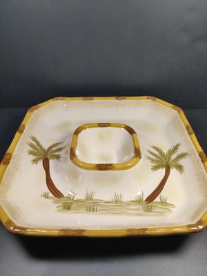 Vintage Large Square Century Ceramic Chip & Dip Platter-image