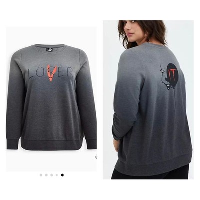 Torrid 2 (2X) IT Movie Clown Pennywise Loser Dip Dye Horror Fleece Sweatshirt-image