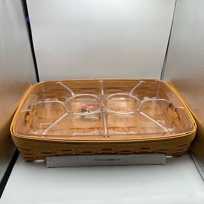 Longaberger Hostess Chip-Dip Basket & 10 Way Divided Protector 1997 2 Inserts-image