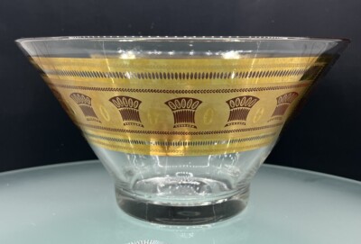 Culver Festival of Wheat Glass Serving Chip n Dip Large Bowl Only Gold Band-image