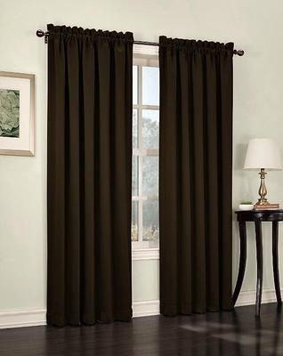 Sun Zero Barrow Energy Efficient Rod Pocket Curtain Panel, 54 x 63, Choco Brown-image