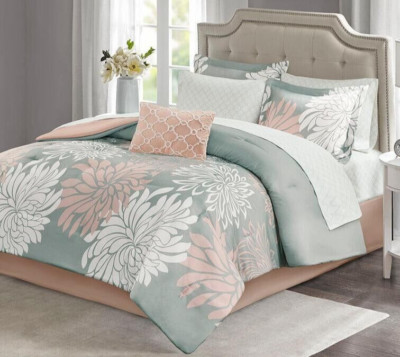 Madison Park Maible Complete Comforter and Cotton Sheet Set Blush & Gray Queen-image