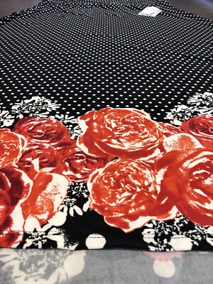 LuLaRoe MAXI Skirt Dress XL 18/20 🦄 Black White Polka Dot Dip Large Roses 🌹-image