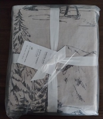 Pottery Barn King Cal King Rustic Forest Duvet Cover NWT-image