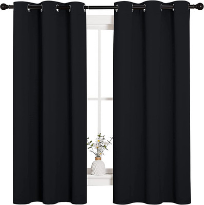 Halloween Pitch Black Solid Thermal Insulated Grommet Blackout Curtains/Drapes -image