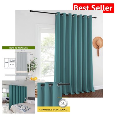 Elegant Thermal Insulated Blackout Curtains 100x108 - Sea Teal Elegance-image