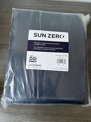 Sun Zero® Oslo Theater Grade Rod Pocket 100% Blackout Curtain Panel in Navy 95in-image