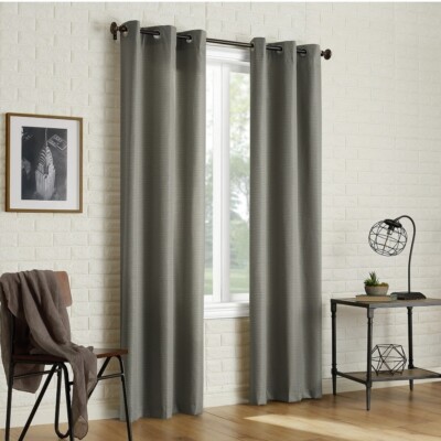 Sun Zero 2-pk Arlo Textured Thermal Grommet Curtain Panel Pair, Gray 40