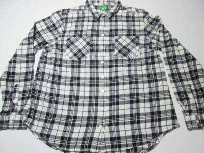 NWT Dip Womens Size L Casual Shirt Black/Ivory Check Chest Pockets Long Sleeve-image