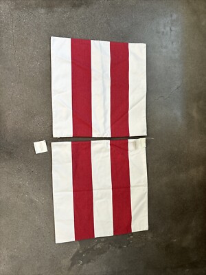 2 Pottery Barn pb classic stripe pillow coussin 20 x 20 red & white NWT-image