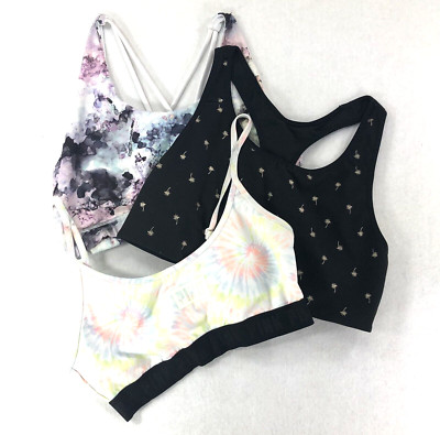 Lot of 3 Sports Bras Pink Old Navy Dip Womens Sz L - XL Yoga Gym Running Support-image