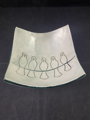 Ben Behunin Studio Pottery Bird Trinket Candy Square Bowl-image