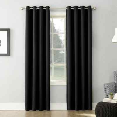 Sun Zero Hayden Energy Saving Blackout Grommet Curtain Panel-Black 40