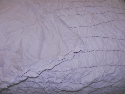 POTTERY BARN RUCHED STITCHED RUFFLED BLUSH KING DUVET-image