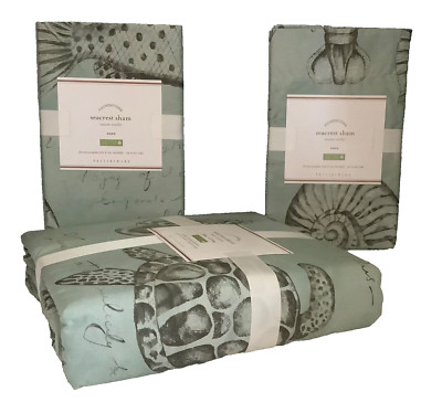 Pottery Barn SEACREST KING DUVET 2 EURO Shams NEW-image