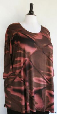 We Be Bop HAND DIP DYE LAGENLOOK Blk/Brn/Pink Swing Top Art To Wear Artsy  1X 2X-image