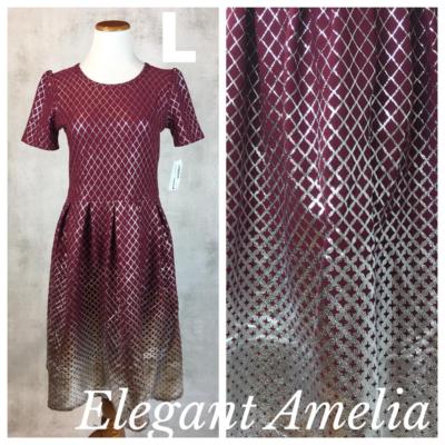 LARGE ELEGANT LuLaRoe Amelia NWT dark red silver foil UNICORN dress ombre dipped-image