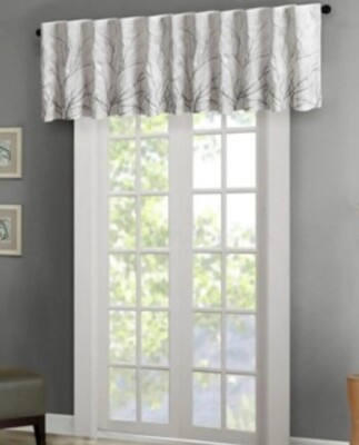 Madison Park Faux Silk Embroidered Window Valance, 50in x 18in (MP41-4569), NWT -image