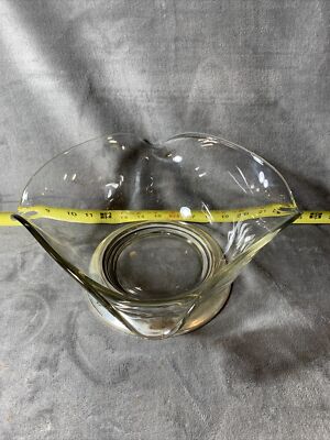 Vintage Silversmith Studios Unique Square Glass Bowl Silver Plate Footed Base-image