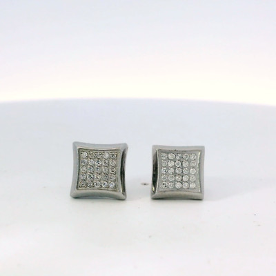 Shaquille O'Neal Stainless Steel 0.25ctw Natural Diamond Square Stud Earrings-image
