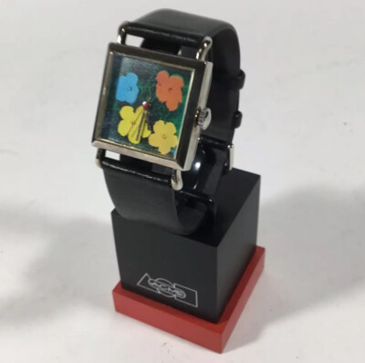 Vintage ACME Studio ANDY WARHOL “Flowers” Quartz Wrist Watch with Display Stand-image