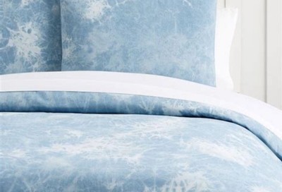 Pottery Barn Teen Blue Tie Dye 100% Cotton Full/Queen Duvet Cover No Shams-image