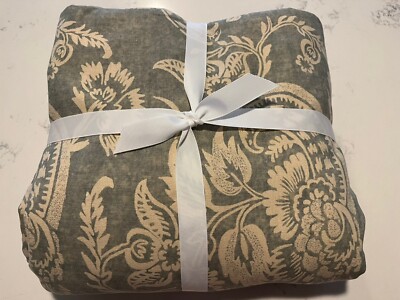 Pottery Barn  Alessandra Scroll F/Queen Duvet Cover ~  Blue ~ Organic Cotton ~-image