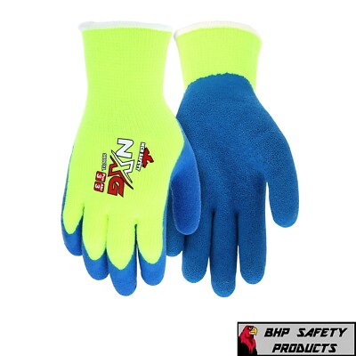 MCR Safety NXG Hi-Vis Insulated Winter Work Gloves Latex Dipped Palm Blue/Yellow-image