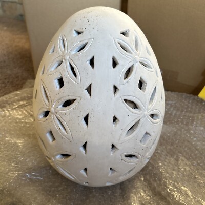 Pottery Barn Rustic Terra Cotta Cut-out EASTER EGG - LARGE (11”x8”) - NEW IN BOX-image